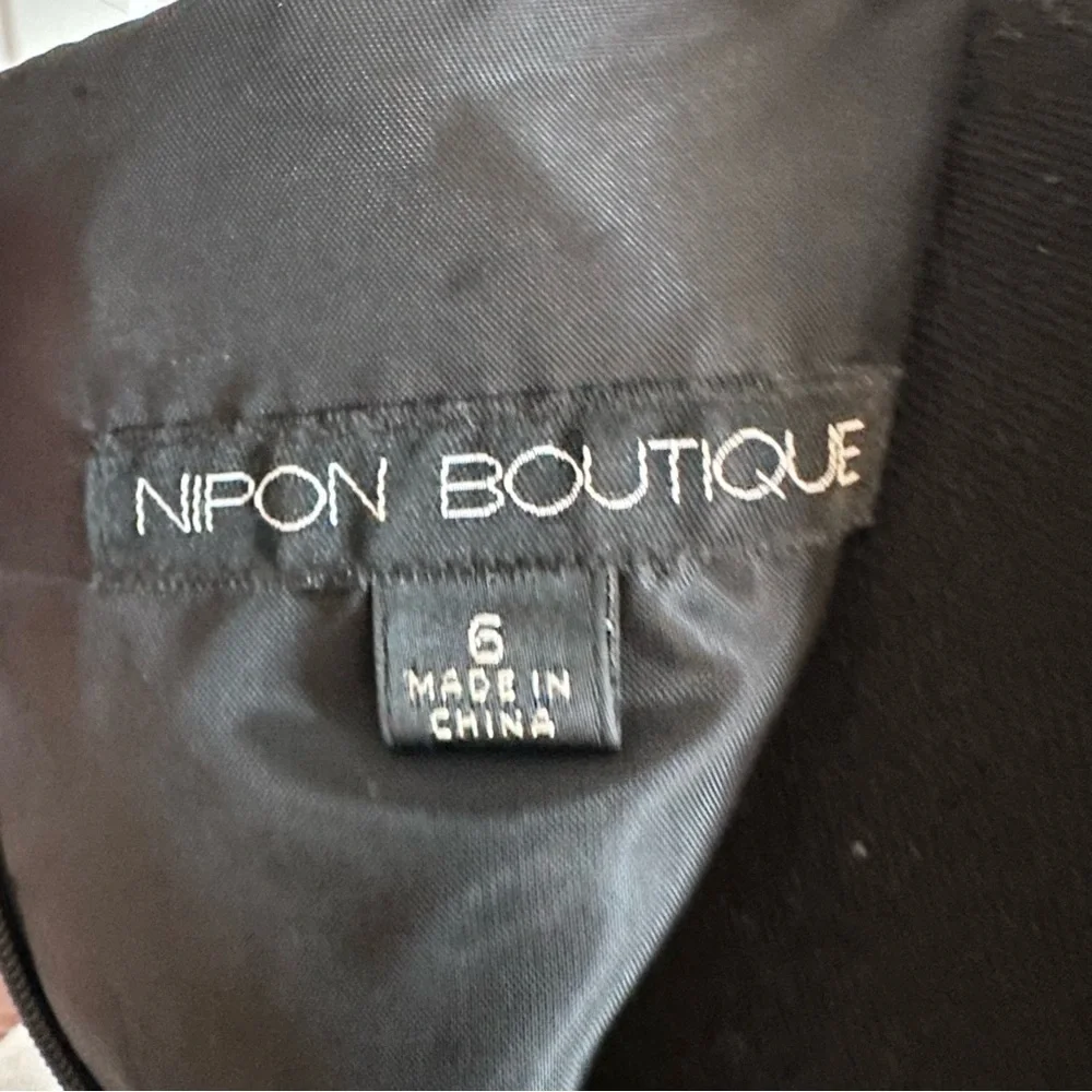 Nipon Boutique Black and Silver Floral Jacket and Cocktail Dress Set